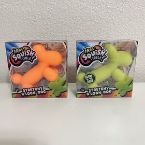 JA-RU Irre-Squish-tible Stretchy B'Loon Dog Toys Lot of 2 Orange and Green NEW
